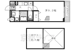 京都府京都市山科区西野大鳥井町【アパート】の間取り