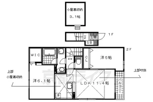 京都府京都市山科区西野大鳥井町【アパート】の間取り