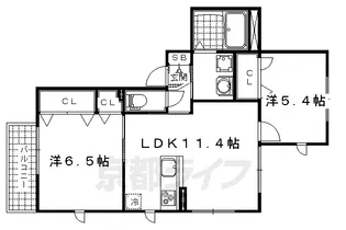 京都府京都市山科区御陵荒巻町【アパート】の間取り