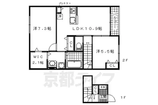 エルメゾン山科小野 B棟【2階】の間取り