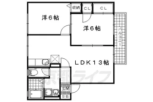 シェソワモリタ【205号室】の間取り
