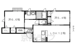 京都府京都市山科区大宅古海道町【マンション】の間取り