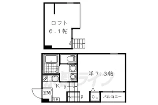 ハーモニーテラス高塚【103号室】の間取り