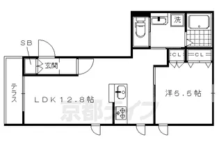 ヘーベルメゾン御所東【101号室】の間取り