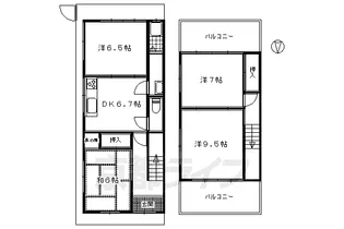 京都府京都市伏見区深草芳本町【一戸建】の間取り