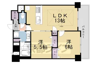 プレサンスロジェ四条大宮駅前【602号室】の間取り