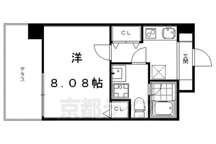 フォース二条城東【107号室】の間取り