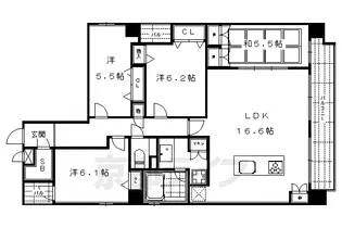 京都府京都市中京区菱屋町【マンション】の間取り