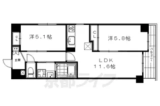 RIVER MOAT SHIJO【2階】の間取り