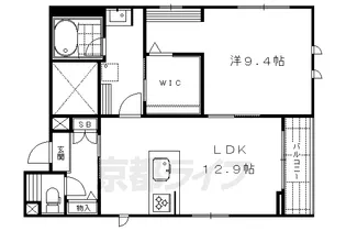 グリシーヌ丸太町【202号室】の間取り