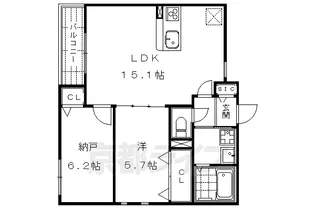 シンフォニーアミゾント夕顔【201号室】の間取り