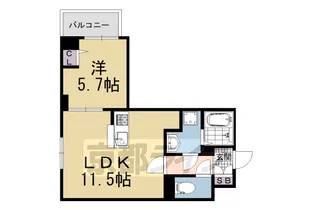 レジデンス京都洛央【202号室】の間取り