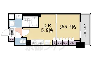 ソルレヴェンテ堀川高辻【6階】の間取り