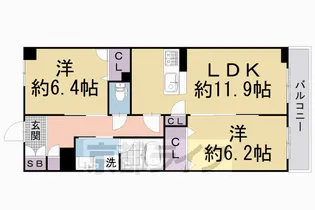 シャーメゾン京都六角大宮【205号室】の間取り