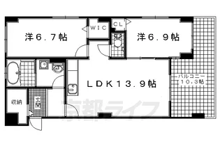 2LDKの間取り画像