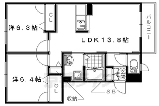 京都府宇治市五ケ庄【アパート】の間取り
