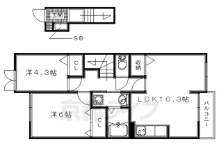 ファミール木幡【2階】の間取り