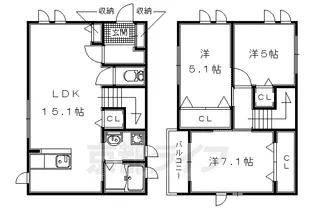 京都府宇治市六地蔵【一戸建】の間取り