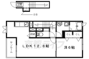 京都府宇治市木幡南山【アパート】の間取り