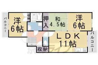 スクエアメゾン並河B【206号室】の間取り