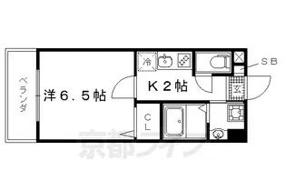 シエルコート紫野【208号室】の間取り