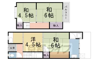 京都府京都市北区大宮南箱ノ井町【テラスハウス】の間取り