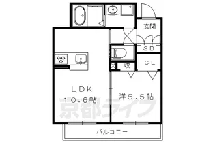 スプリング山城【Ⅱ303号室】の間取り