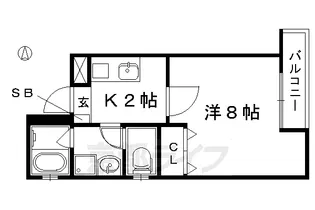 スタジオエフ【202号室】の間取り