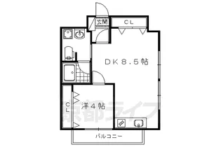 カーサ御所西【201号室】の間取り