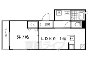 ガーデン鴨川御所東【1階】の間取り