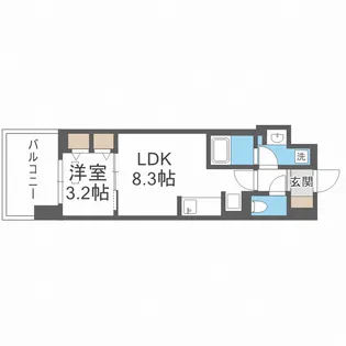 アーバネックス新町Ⅱ【3階】の間取り