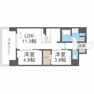 アーバネックス新町Ⅱ【6階】の間取り