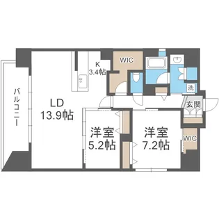 レジュールアッシュ谷町四丁目グランクラス【1301号室】の間取り