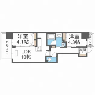 アーバネックス同心Ⅱ【10階】の間取り