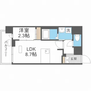 プレサンス天満橋ヴェルエラ【6階】の間取り