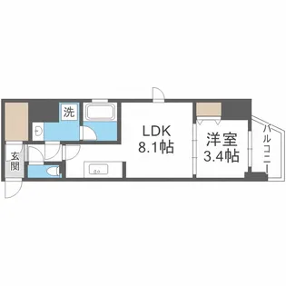 シーズンフラッツ阿波座【6階】の間取り