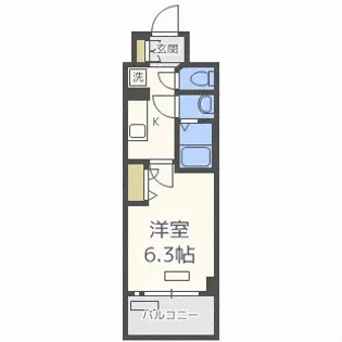 プレサンス四天王寺前夕陽ヶ丘アクティ【3階】の間取り