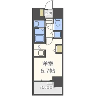 プレサンスタワー難波WEST【7階】の間取り