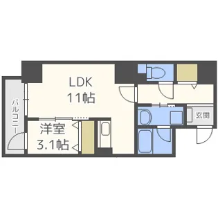 アーベル更紗北堀江【2階】の間取り
