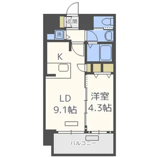 プレサンス難波セレクト【13階】の間取り