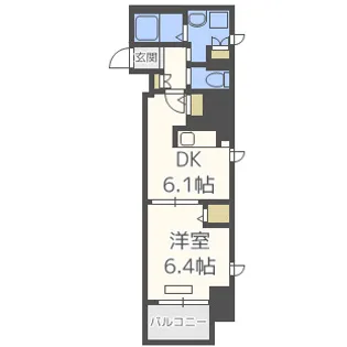 プレサンスタワー北浜【6階】の間取り
