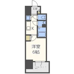 エスリード難波ステーションゲート ノーステラス【8階】の間取り