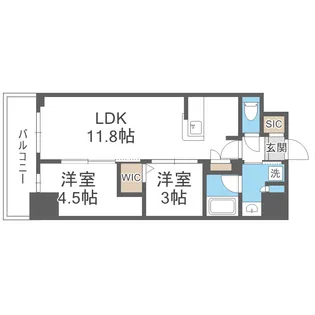アーバネックス南森町WEST【7階】の間取り