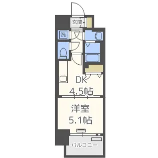 レジュールアッシュ桜宮リバーテラス【9階】の間取り