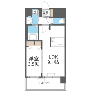 プレサンス桜川グロワール【9階】の間取り