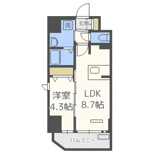 プレサンス難波クチュール 【8階】の間取り