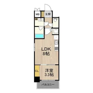 フロンティアタワー九条Ⅲ【11階】の間取り