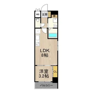 フロンティアタワー九条Ⅱ【2階】の間取り