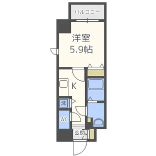ルクレ難波【8階】の間取り