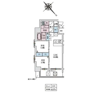 スプランディッド弁天町DUE【7階】の間取り